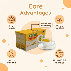 Sopa en Polvo Vegana de Origen Taiwanesa, Alta en Proteínas y Multigranos |   42% de proteína vegetal |   Aislado de Proteína de Guisante y Soja |   Venta al por Mayor - Product Image 3