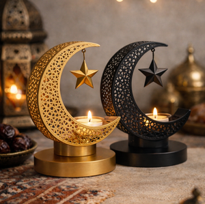 Portavelas de Diseño Contemporáneo, Decoración Árabe, Iluminación Decorativa para el Hogar, Portavelas Metálico Minimalista, Decoración Festiva para Mesa, Decoración para Eid - Product Image 3