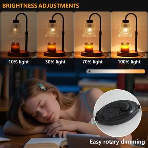 Lampada Scaldacera Elettrica Nera con Timer e Dimmer, per Barattoli di Cera Profumata, con 2 Lampadine, Scaldacandele per la Festa della Mamma/Compleanno - Product Image 4