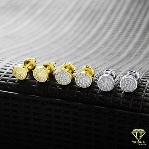 Pendientes Redondos de Diamante Moissanite Brillante, Plata de Ley 925, Joyería con Incrustaciones de Diamantes para Hombres y Mujeres - Product Image 2
