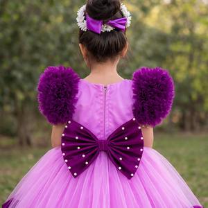 Vestido de Fiesta Color Lavanda Pálido para Niñas de 1 a 8 Años, con Volantes Plisados, Marca OEM, Ropa de Fiesta - Product Image 3