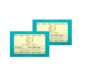 Jabón de menta pura KHADI NATURAL, 125g Jabón herbal para eliminar la suciedad y las impurezas. Sin aceites minerales añadidos. Apto para todo tipo de piel. - Product Image 1
