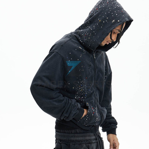 Sweat à capuche personnalisé avec strass pour homme, vêtements élégants, sweat à capuche avec strass pour homme, streetwear de haute qualité - Product Image 1