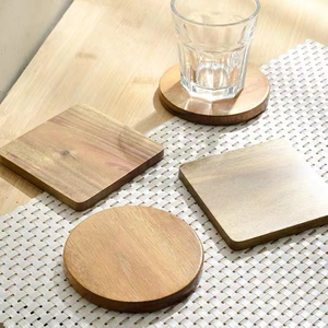 Sous-verres en bois découpés au laser sur mesure, design rond ou carré, en chêne fin, hêtre, bambou, acacia, noyer - Services de fabrication - Product Image 4