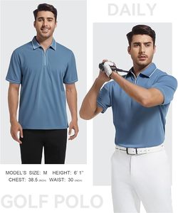 Camisas de Golf con Cierre para Hombre, Manga Corta, Estilo Casual, Polo, Absorbentes de Humedad, Color Sólido, a la Moda - Product Image 3