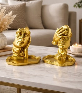 Sculpture contemporaine en bronze, figurine d'amour, art abstrait fait main, décoration de couple pour la table du salon - Product Image 4