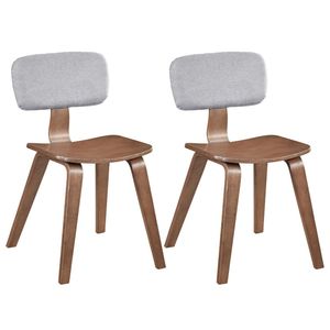 Teddy Velvet Upholstered Dining <b>Chair</b> Set 2-Piece (Grey and Walnut) Plush <b>Padded</b> Design - Product Image 1