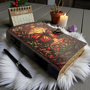 Diario de Cuero Butterfly Luna, Hecho a Mano, Papel Vintage, Personalizado, Regalo para Él y Ella - Product Image 4