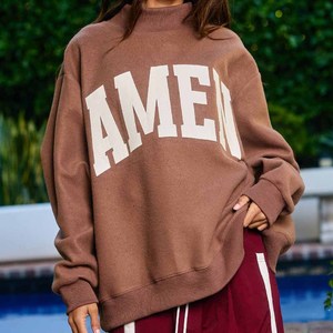 WWD Luxury Cotton Fleece <b>Mock</b> <b>Neck</b> Crew <b>Neck</b> Sweatshirt Custom Chenille Letter Embroidery Greek Sorority Apparel - Product Image 3