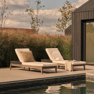 Chaise longue d'extérieur moderne et élégante en aluminium, réglable manuellement, imperméable, résistante aux UV, écologique, pliable pour patio et piscine - Product Image 6