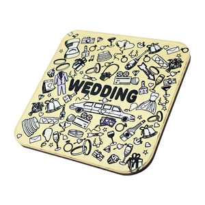 Souvenir de mariage, aimant de réfrigérateur carré en acrylique jaune, autocollant magnétique décoratif - Product Image 3