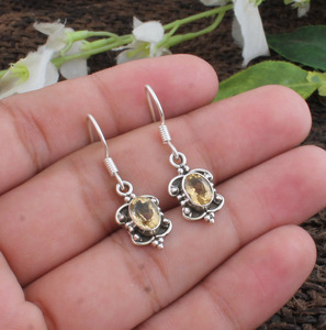 Pendientes de Citrino Natural, Facetados, Elegantes, de Citrino Color Miel, Joyería para Mujer, Regalo de Aniversario para Ella - Product Image 4