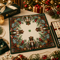 Nouveau Tapis de Mahjong Américain 2026, 33x33 Pouces, Néoprène 3mm, Imprimé Casse-Noisette de Noël, Tapis de Jeu Pliable Moderne Personnalisé