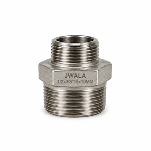 Raccord réducteur fileté en acier inoxydable 1/2x3/8 pouces, connecteur hexagonal 15x10mm pour tuyauterie industrielle robuste, traitement chimique et fluides - Product Image 2