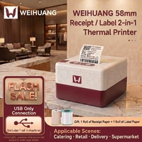 Printer Label Thermal POS Desktop 58mm Murah, Dukungan Barcode Nirkabel BT USB, Stok Tersedia untuk Katering dan Retail