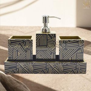 ชุดอุปกรณ์ห้องน้ำ MDF ตกแต่งลายเคลือบ 4 ชิ้น สำหรับบ้านและโรงแรม ที่วางแปรงสีฟัน ราคาประหยัด - Product Image 6