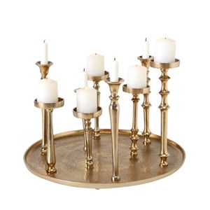 Porte-bougie en aluminium au design minimaliste ancien, finition dorée, pour décoration de chambre, décoration de mariage, pour événements - Product Image 1