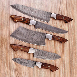 New Custom Handmade Full Tang Damascus Steel 5-Piece Professional <b>Kitchen</b> Chef <b>Knife</b> Set Wood Handle Ambidextrous <b>Sharp</b> Durable - Product Image 2