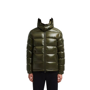 Veste matelassée à capuche pour homme, couleur vert olive, coupe-vent, rembourrée de duvet, vêtement d'extérieur décontracté pour l'hiver, fermeture éclair, coupe régulière - Product Image 2