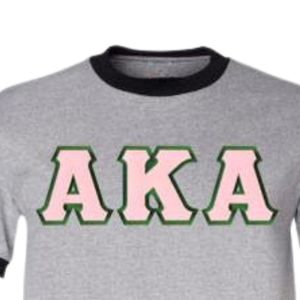 Camiseta AKA con letras para mujer, rosa, gris jaspeado, verde, de algodón, informal, a la moda, de manga corta, estilo griego, cómoda para el día a día - Product Image 4
