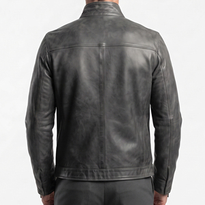 Casual Wear <b>Leather</b> Winter <b>Jackets</b> Men Stand Collar Biker Racer <b>Jacket</b> Men Chest Pocket <b>Long</b> Sleeve <b>Leather</b> Racer <b>Jackets</b> - Product Image 3