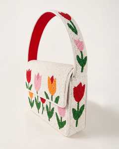 Sac à bandoulière léger et écologique en forme de tulipe orné de perles, style bohème chic, avec détails faits à la main, idéal pour les mariages et les soirées - Product Image 2