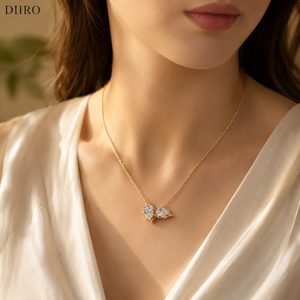 Collier en or jaune 18 carats avec diamants Moissanite, forme poire marquise, style luxueux, chaîne à maillons pour femme - Product Image 5