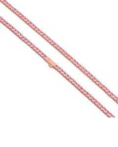 Collar de tenis rosa de lujo con forma de diamante para hombres y mujeres, con circonita cúbica de corte redondo, joyería hip hop. - Product Image 3