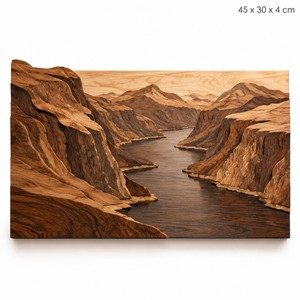Handgefertigte Traditionelle Mangoholz Norwegische Fjord 3D Wandkunst - Großhandel Wohndekoration - Product Image 1