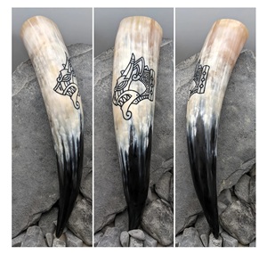 100% Premium Quality Buffalo Horn Viking Drinking Vessel Handmade Eco-Friendly Carving Religious for Sale in Bulk India - Product Image 4