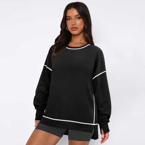 Sweat-shirt à capuche oversize pour femme, confortable, respirant, léger, séchage rapide, 100% coton, couleur unie - Product Image 4