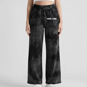 Pantalon large tie-dye à taille élastique pour homme – Survêtement décontracté en tissu tricoté respirant de poids moyen – Style automne - Product Image 4