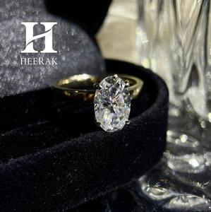 Anillo de Compromiso de Diamante Cultivado en Laboratorio con Corte Ovalado de Lujo, Oro Amarillo de 14K, Certificado IGI, Anillo Solitario para Mujer, Joyería Personalizada - Product Image 5