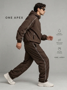 Conjunto Deportivo para Hombre, Chaqueta Cortavientos con Capucha Marrón, Traje Deportivo Ligero para Correr, Ropa Deportiva Transpirable Personalizada al por Mayor - Product Image 4