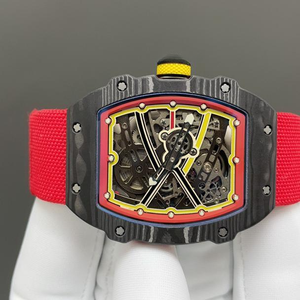 Luxury Watches for Men 67-02 Style Alexander Zverev <b>Red</b> Carbon Case Ultra Flat Automatic Mechanical Watch Lightweight Sport - Product Image 2