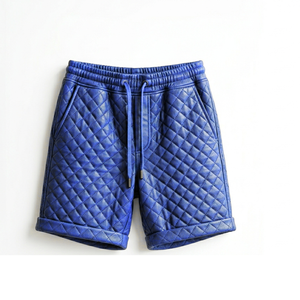 Tendance streetwear estivale, pantalon court matelassé en similicuir PU pour homme avec poches, couleurs unies, bas en similicuir - Product Image 6