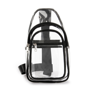 Custom Transparent <b>Clear</b> PVC Waterproof Fashion Zipper Sling Crossbody <b>Bag</b> for Unisex Black Casual Women Handbags 1-1.9L - Product Image 1