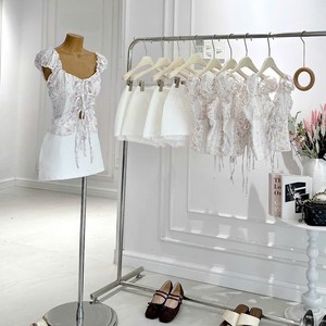 Women Puff Sleeve Floral Corset Top and Mini Skort <b>Set</b> Korean Style Cute Summer Outfit - Product Image 5