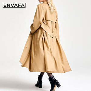 Manteau long imperméable tendance pour femme, style trench-coat, double boutonnage, idéal printemps-automne - Product Image 1