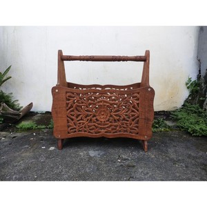 Wholesale Aqudus Saleem Vintage-Style Rectangle Sheesham Wood Magazine Rack-Unique Handcrafted Eco-friendly Durable Home Decor - Product Image 2