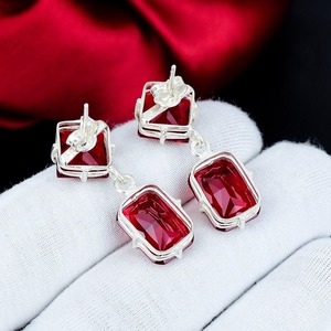 Beautiful <b>Red</b> Garnet <b>Earring</b>, 925 Sterling Silver <b>Earring</b>, Handmade <b>Earring</b>, Antique <b>Earring</b>, <b>Red</b> Garnet Gemstone, Gifts For har - Product Image 3