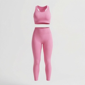 Conjunto Deportivo de Yoga para Mujer, Personalizado, Shorts de Cintura Media, Chaqueta sin Mangas, Antibacterial, Sin Costuras, Spandex/Nailon, para Gimnasio - Product Image 1