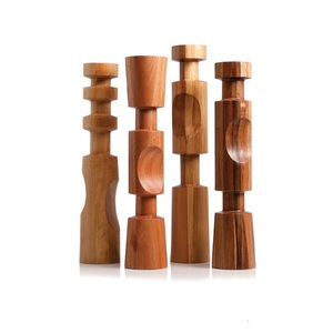 Classic Wooden Candlestick Holder Tapered Shape Natural Finish Home Decoration Set of Three Lighting <b>Candle</b> <b>Taper</b> On Sale - Product Image 3