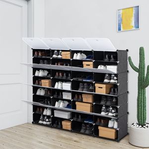 Scarpiera Portatile a 8 Livelli per 64 Paia, Organizzatore a Torre con 32 Scomparti, Mobile Contenitore Espandibile per Tacchi, Stivali e Ciabatte - Product Image 1