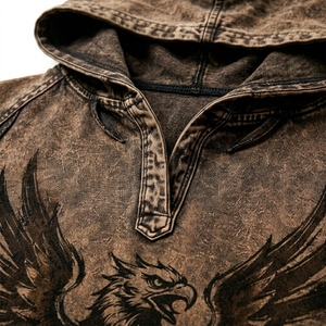 Chaleco sin mangas con capucha para hombre, diseño gótico con estampado gráfico, lavado desgastado, estilo casual urbano, moda de verano para exteriores, tipo tank top - Product Image 4