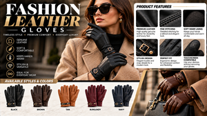 Guantes de Moda Ecológicos de Piel de Oveja con Pantalla Táctil para Uso Diario al Aire Libre y Fiestas - Product Image 1