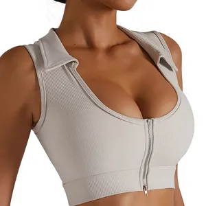 Soutien-gorge de sport Fitness Bh Double Cross Beautiful Back, type yoga, à séchage rapide, antichoc, pour la course à pied, soutien-gorge de gym côtelé, soutien-gorge de sport sans couture pour femmes - Product Image 2