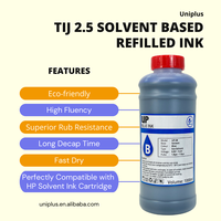 Encre bleue à solvant écologique à base d'eau Uniplus, encre rouge pour cartouche TIJ2.5