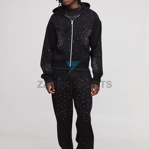 Sweat-shirt pour homme avec strass, design personnalisé, fournisseur de sweats à capuche personnalisés avec strass pour homme, mode haut de gamme - Product Image 5