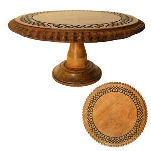 Support à gâteau en bois artisanal et écologique pour mariages rustiques, anniversaires, cafés, présentation de desserts, table à manger, compatible lave-vaisselle - Product Image 2